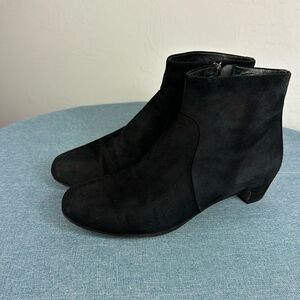 Eileen Fisher Black Suede Leather Ankle Booties Boots Size 8.5